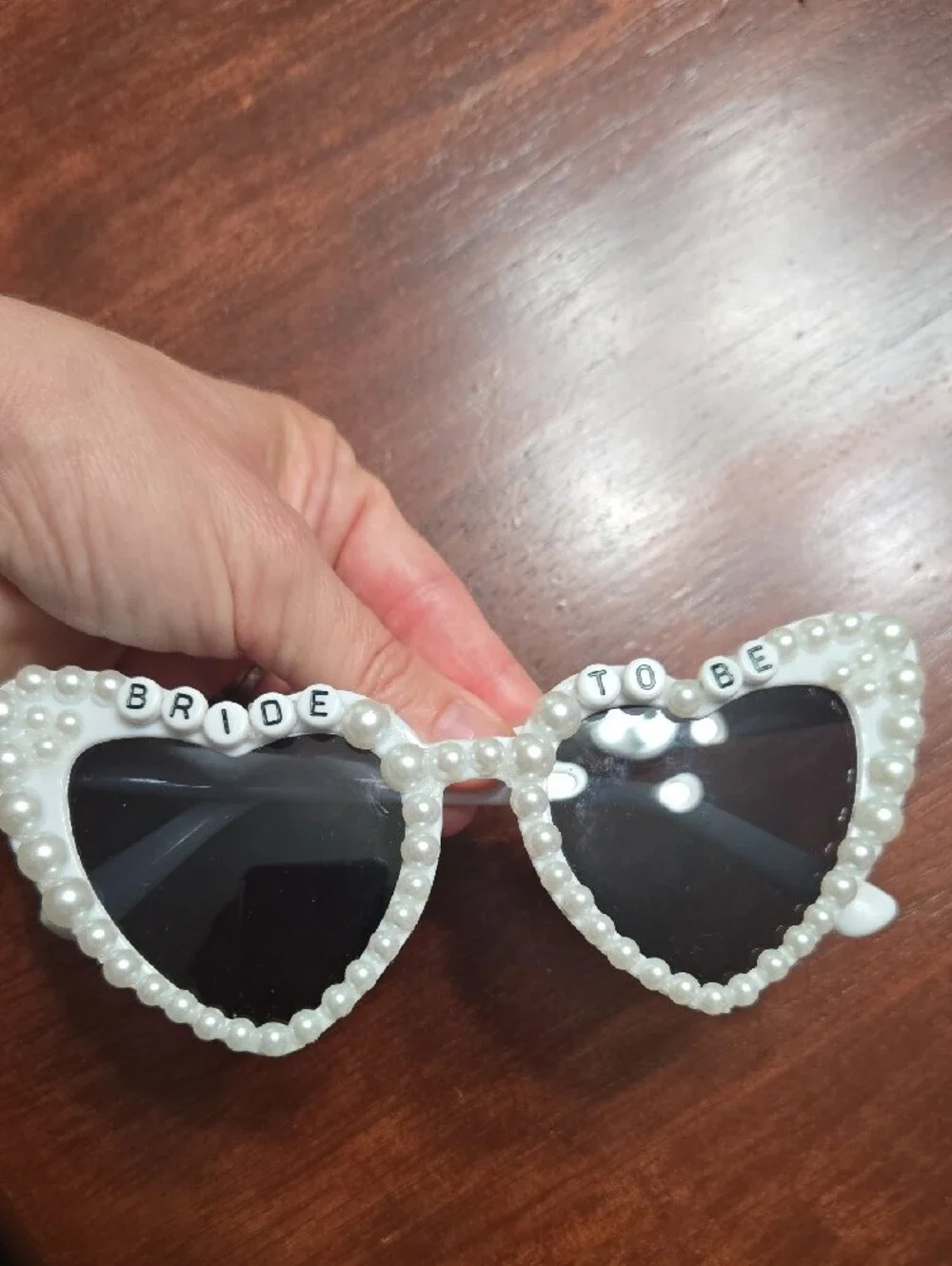 Bride To Be Pearl Heart Sunglasses - White